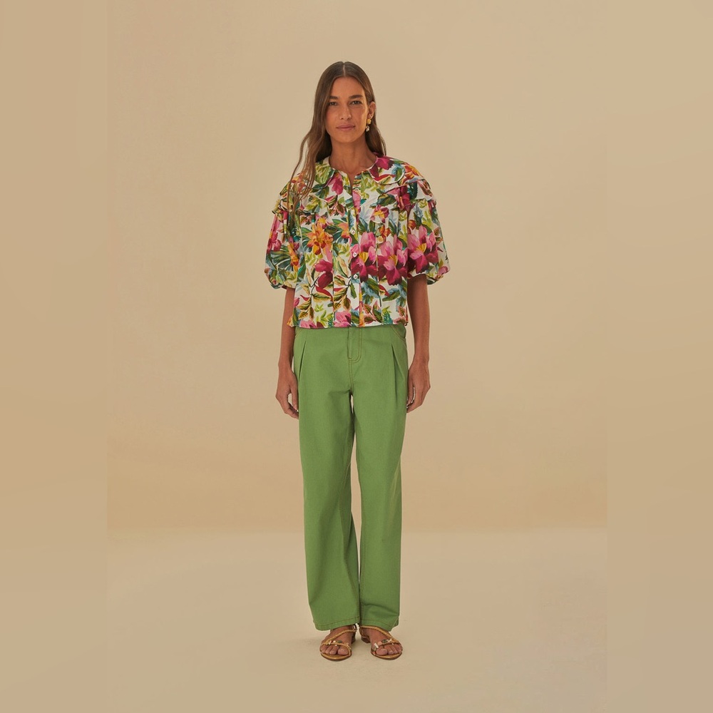 NWT FARM RIO Green Pleat Pants